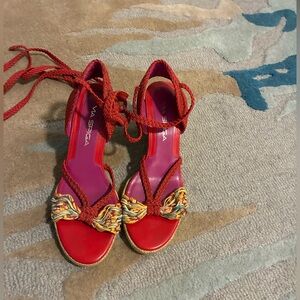 Via Spiga Red and Multicolor Women's Sandals